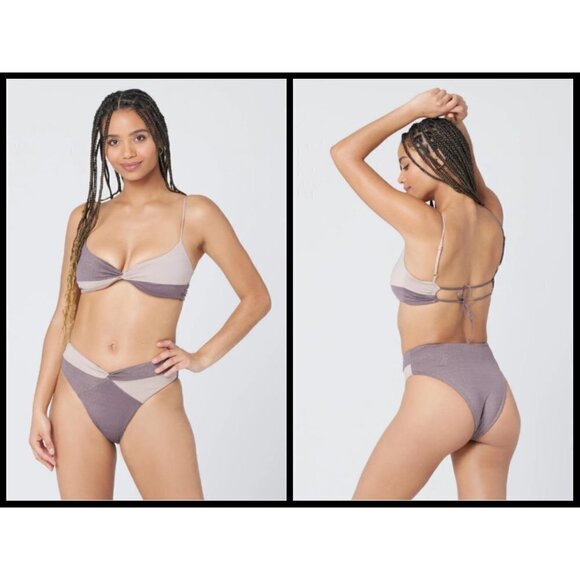 💕L*SPACE💕 Shimmer Bikini Set Ringo Bikini Top + Nancy Lee Bikini Bottom L NWT - Picture 12 of 16